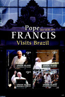 Saint Vincent & The Grenadines 2014 Union Island, Pope Francis 4v M/s, Mint NH, Religion - Pope - Religion - Pausen