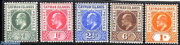 Cayman Islands 1905 Definitives, King Edward VII, WM CA-Multiple-Crown, 5v, Unused (hinged) - Cayman Islands