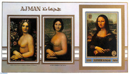 Ajman 1970 Mona Lisa S/s, Imperforated, Mint NH, Art - Leonardo Da Vinci - Paintings - Adschman