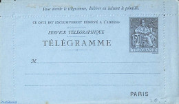 France 1885 Telegramme Card Letter 50c, Unused Postal Stationary - Telegraaf-en Telefoonzegels