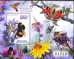 Hungary 2021 Pollinating Insects S/s, Mint NH, Nature - Bees - Flowers & Plants - Insects - Ungebraucht