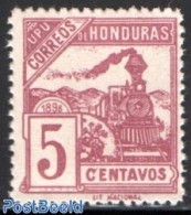 Honduras 1898 Railways 5c In Different Color Lila 1v, Mint NH, Transport - Railways - Treni