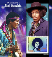 Djibouti 2022 80th Anniversary Of Jimi Hendrix, Mint NH, Performance Art - Music - Musical Instruments - Popular Music - Musica