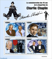 Niger 2022 45th Memorial Anniversary Of Charlie Chaplin, Mint NH, History - Performance Art - Gandhi - Movie Stars - Mahatma Gandhi