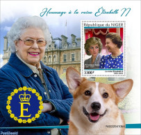 Niger 2022 Tribute To Queen Elizabeth II, Mint NH, History - Nature - Charles & Diana - Kings & Queens (Royalty) - Dogs - Königshäuser, Adel