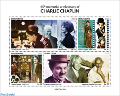 Sierra Leone 2022 45th Memorial Anniversary Of Charlie Chaplin, Mint NH, History - Performance Art - Gandhi - Movie St.. - Mahatma Gandhi