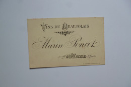 Carte Visite  -  VINS Du BEAUJOLAIS  -  Marin PONCET  à ANSE  -  Rhone  - - Vigne