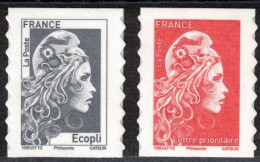 Marianne L'Engagée ADHESIFS De Feuilles Dernier Tirage A Au Lieu De @ - Ecopli Et TVP Rouge - YT 1597A Et YT 1599A - Unused Stamps