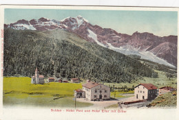 SULDEN-SOLDA-BOZEN-BOLZANO-HOTEL POST UND HOTEL ELLER MIT ORTLER-CARTOLINA NON VIAGGIATA 1900-1905-RETRO INDIVISO - Bolzano (Bozen)