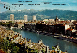 GRENOBLE       ( ISERE )   QUAIS DE L  ' ISERE , TELEPHERIQUE DE LA BASTILLE ET CHAINE DE BELLEDONNE - Grenoble