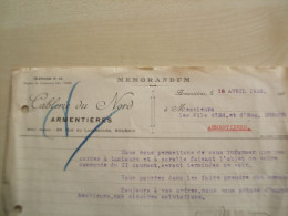 Ancien Reçu 1935 CABLERIE DU NORD à ARMENTIERES - 1900 – 1949