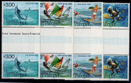 ST. VINCENT & GRENADINES 1985 WATER SPORTS SET OF PAIR WITH GUTTER MI No 397-400 MNH VF!! - St.Vincent & Grenadines