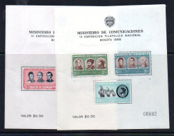 COLOMBIA - 1955- POSTAL UNION CONGRESS SET OF 2 SOUVENIR SHEETS  MINT NEVER HINGED, SG CAT £77 - Colombia