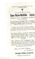 Soeur Marie Mathilde ( Berthe Pennequin ), Tournai 1894 - Basècles 1960 - Todesanzeige