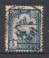 INDOCHINE - 1927 - N°YT. 129 - Laboureur 3c Bleu-foncé - Oblitéré / Used - Usati