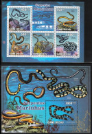 2010 Guinea Bissau Sea Snakes Minisheet And Souvenir Sheet (** / MNH / UMM) - Slangen