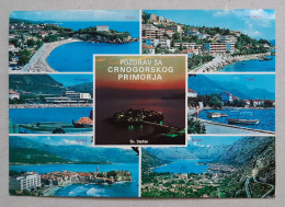 70s-Greetings From The Montenegrin Coast-Yugoslavia-Vintage Panorama Postcard-Montenegro-Crna Gora-used With Stamp 1975 - Yougoslavie