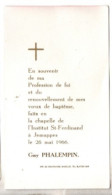 Jemappes 1966 , Saint Ferdinand , Guy Phalempin - Kommunion Und Konfirmazion