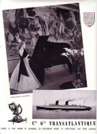 1950 Publicite Cie Transatlantique Ile De France Paris Londres Grand Salon Affiche - Publicités