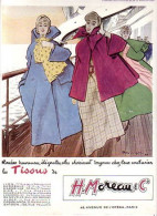 1949 Publicite Tissus H Moreau Haute Couture Affiche - Publicités