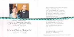 Francois Waeterinckx (1938) En Marie-Claire Chapelle (1949), 2014. Foto - Todesanzeige