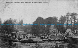 R160275 Hampton Church And Garrick Villa. River Thames. The Auto Photo. 1908 - Monde
