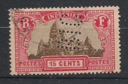 INDOCHINE - 1927 - N°YT. 139 - Angkor 15c Rouge - Perforé BIC - Oblitéré / Used - Oblitérés