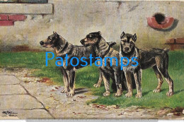 229846 ART ARTE SIGNED THE THREE DOG POSTAL POSTCARD - Autres & Non Classés