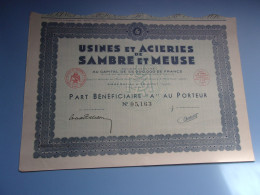 Usines Et Acieries De SAMBRE ET MEUSE (1942) Jeumont,nord - Andere & Zonder Classificatie