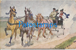 229849 ART ARTE SIGNED LUDWIGKO MAN'S IN CART A HORSE POSTAL POSTCARD - Andere & Zonder Classificatie