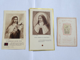 Lot De 3 Image Religieuse, Ste Thérèse De L'Enfant Jésus, Morceau étoffe - Andachtsbilder