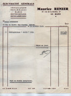VP23.141 - 1965 - Facture - Electricité Générale - Maurice RENIER à LE MANS - Elektriciteit En Gas