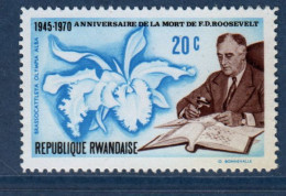 Rwanda, **, Yv 392, Mi 422A, SG 391, F.D. Roosevelt Et Orchidée Brassocattleya Olympia Alba - Unused Stamps
