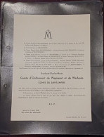 BAUDOUIN  COMTE D'OULTREMONT DE WOGIMONT ET DE WARFUSÉE / IXELLES 1936 - Todesanzeige