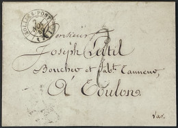 Lettre Sollies-Pont Var (78) Indice 4 à Toulon Taxe Manuelle, 07.11.1849 France – 9bleu - 1849-1876: Période Classique