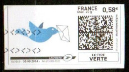 TF3668 : France Oblitéré Montimbrenligne 0,58 Lettre Verte Oiseau Enveloppe - Timbres à Imprimer (Montimbrenligne)