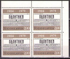Yugoslavia 1979 - 75 Years Of Newspaper "Politika" - Mi 1777 - MNH**VF - Neufs