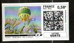 TF3675 : France Oblitéré Montimbrenligne 0,58 Lettre Verte Montgolfière - Druckbare Briefmarken (Montimbrenligne)