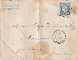 Lettre De Ruffec à Vaussais Près De Sauze LSC - 1849-1876: Période Classique