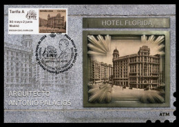 ESPAÑA (2024) Carte Maximum Card ATM - 54 Feria Nacional Sello -  Antonio Palacios Hotel Florida - Maximum Cards