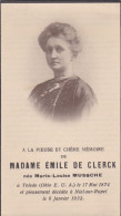 MADAME EMILE DE CLERCK, NEE MARIE LOUISE MUSSCHE, TOLEDO OHIO USA 1874 - NIEL SUR RUPEL 1932 - Images Religieuses
