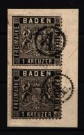 Baden 9 Gestempelt Senkrechtes Paar Auf Briefstück #HT589 - Afgestempeld
