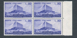 REPUBBLICA 1951 ARA PACIS QUARTINA ** MNH - 1946-60: Mint/hinged