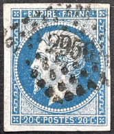 YT 14A LPC 2950 Strasbourg Bas-Rhin (67) Indice 1 20c Bleu 1853-60 Napoléon III France – Kdomi - 1853-1860 Napoleon III