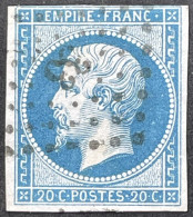 YT 14B LPC 33 Aix-en-Provence Bouches-du-Rhône (12) Indice 1 20c Bleu 1853-60 Napoléon III France – Kdomi - 1853-1860 Napoleon III
