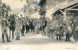 Militaria - Une Escouade De Chasseurs Alpins, Avec Leurs Mulets Chargés D'armement - Regiments
