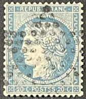 YT 37 Etoile Muette De Paris 1870-71 Siège De Paris CERES 20c Bleu (côte 15 €) France – Tpou - 1870 Siège De Paris