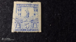 MEKSİKA-1880-1920     5  CENTAVOS   TEILE  İMPERFORATE      DAMGALI - Mexique