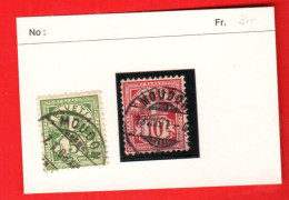 VBC-01 Lot De : Timbre Franco Oblitéré Moudon 1891 + Timbre Helvetia Oblitéré Moudon 1908 - 1843-1852 Federale & Kantonnale Postzegels