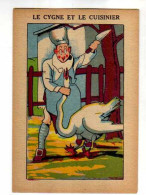 Pub Gaufrettes Rivoire & Jeantet Tarare Le Cygne Et Le Cuisinier,  Fable Au Dos, Illustrateur,  N°48 - Autres & Non Classés